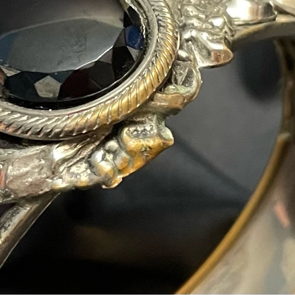 Vintage Victorian Style Silver Tone Hinged Cuff Bracelet w/Matching Emmons Ring - Picture 14 of 15